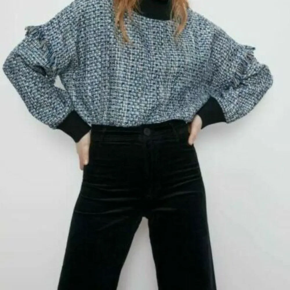 ZARA Pitch Black Corduroy Pants Jeans - Picture 12 of 14